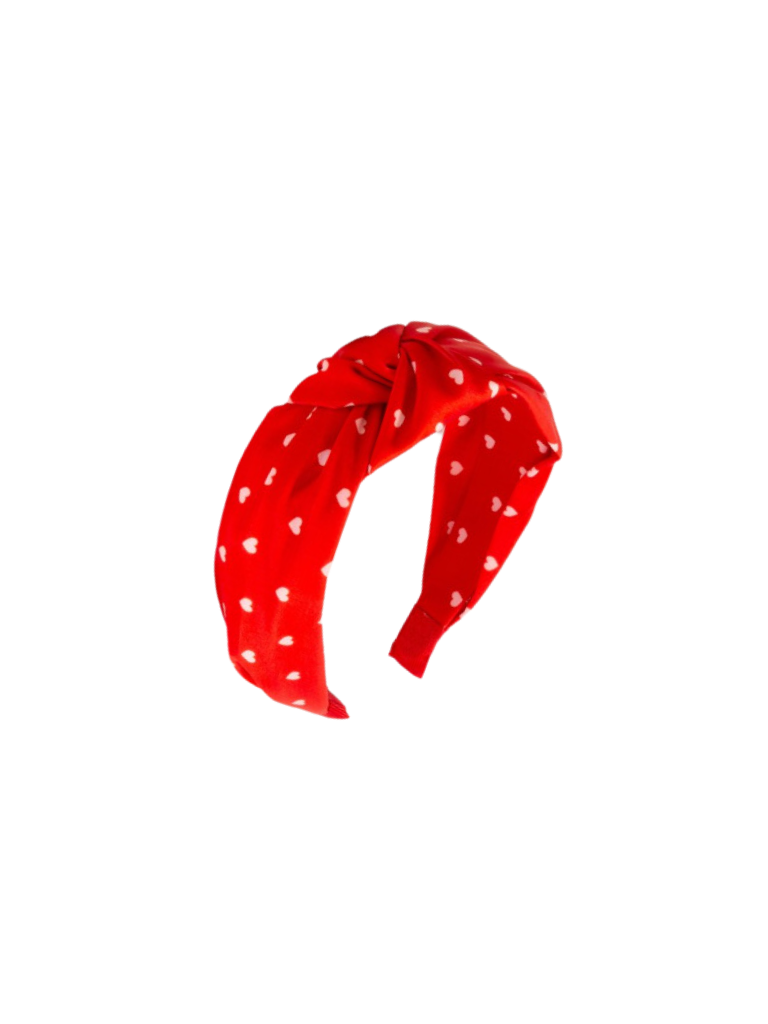 Pink Hearts on Red Headband