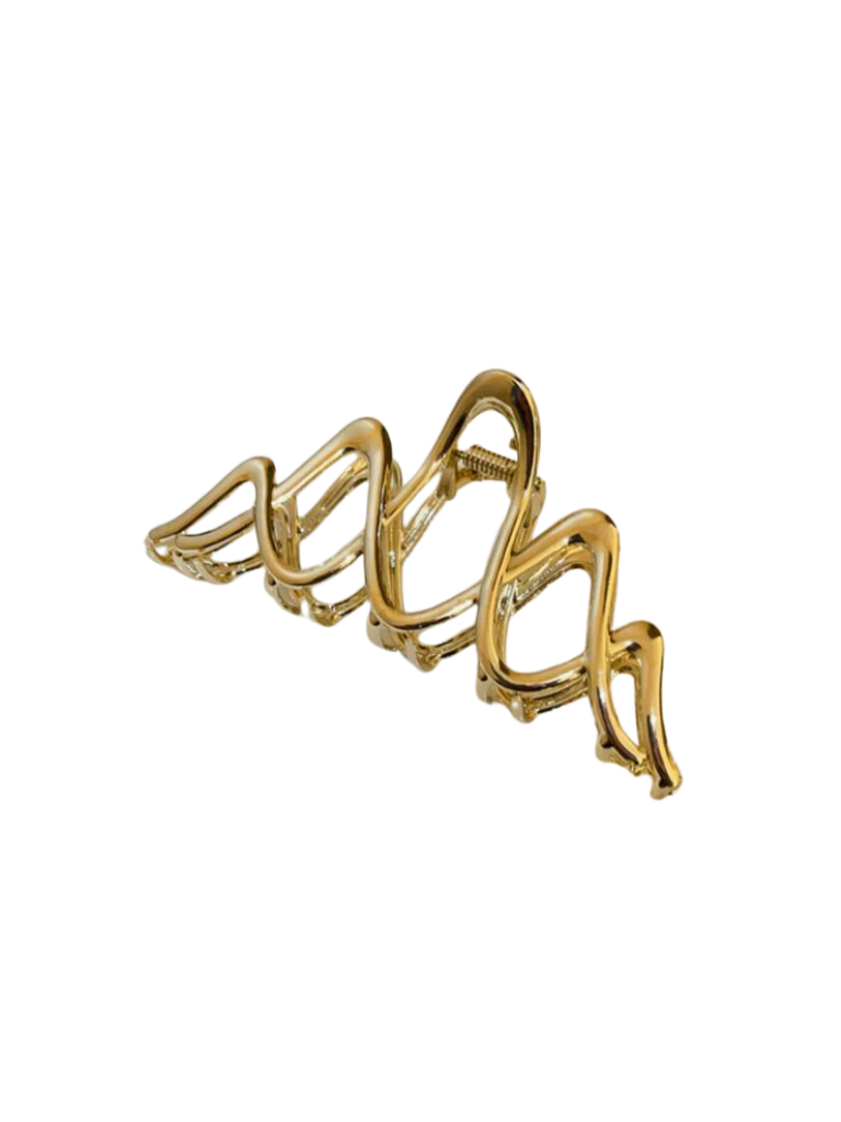 Gold Metal Wave Claw Clip