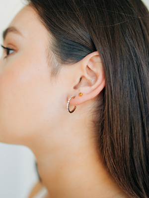 LA Small Thin Pave Hoop Earrings
