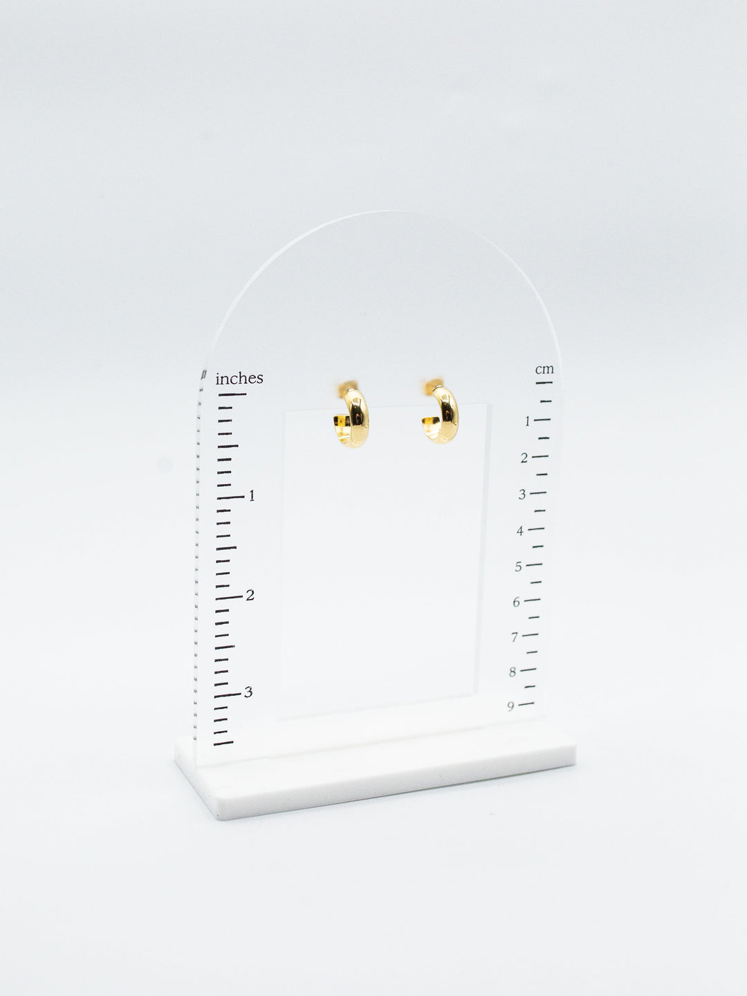 LA 18K EC Gold Glossy Mirror Small Dome Wide Hoop Earrings