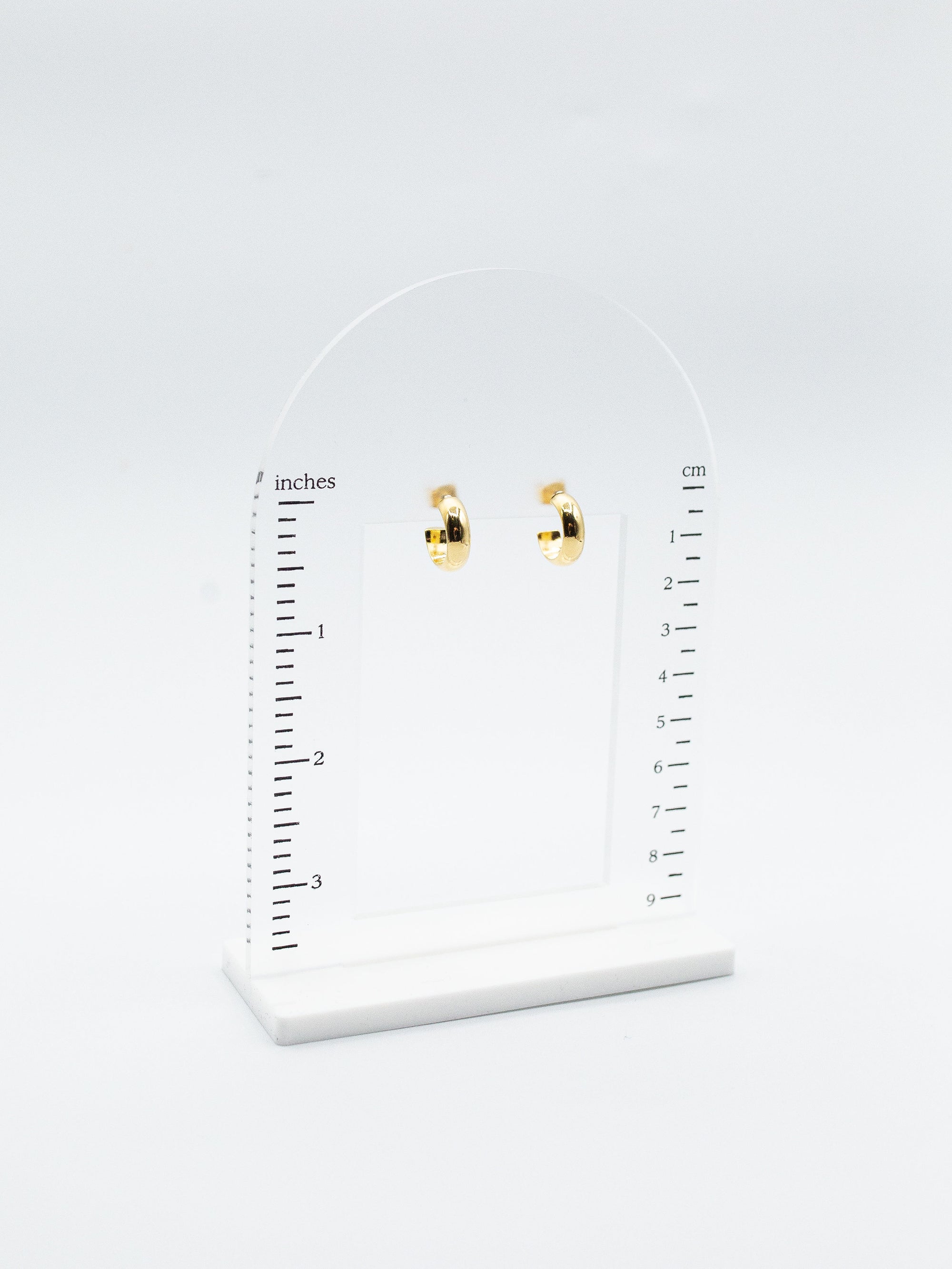 LA 18K EC Gold Glossy Mirror Small Dome Wide Hoop Earrings