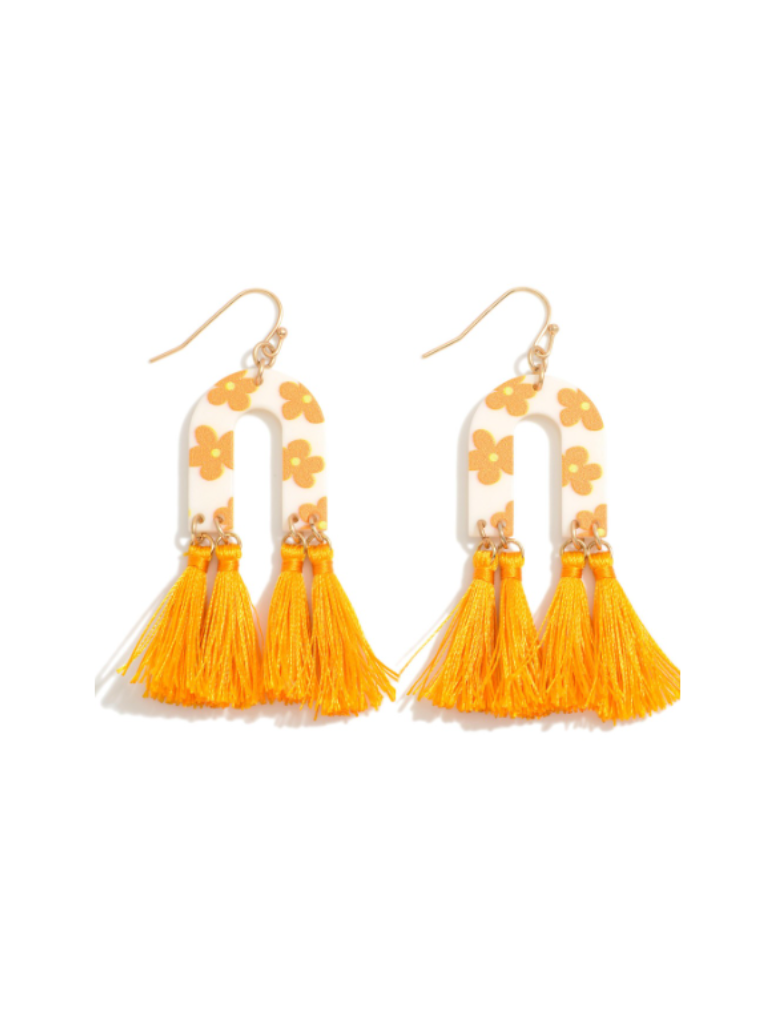 Orange Flower Arch and Tassel Earrings