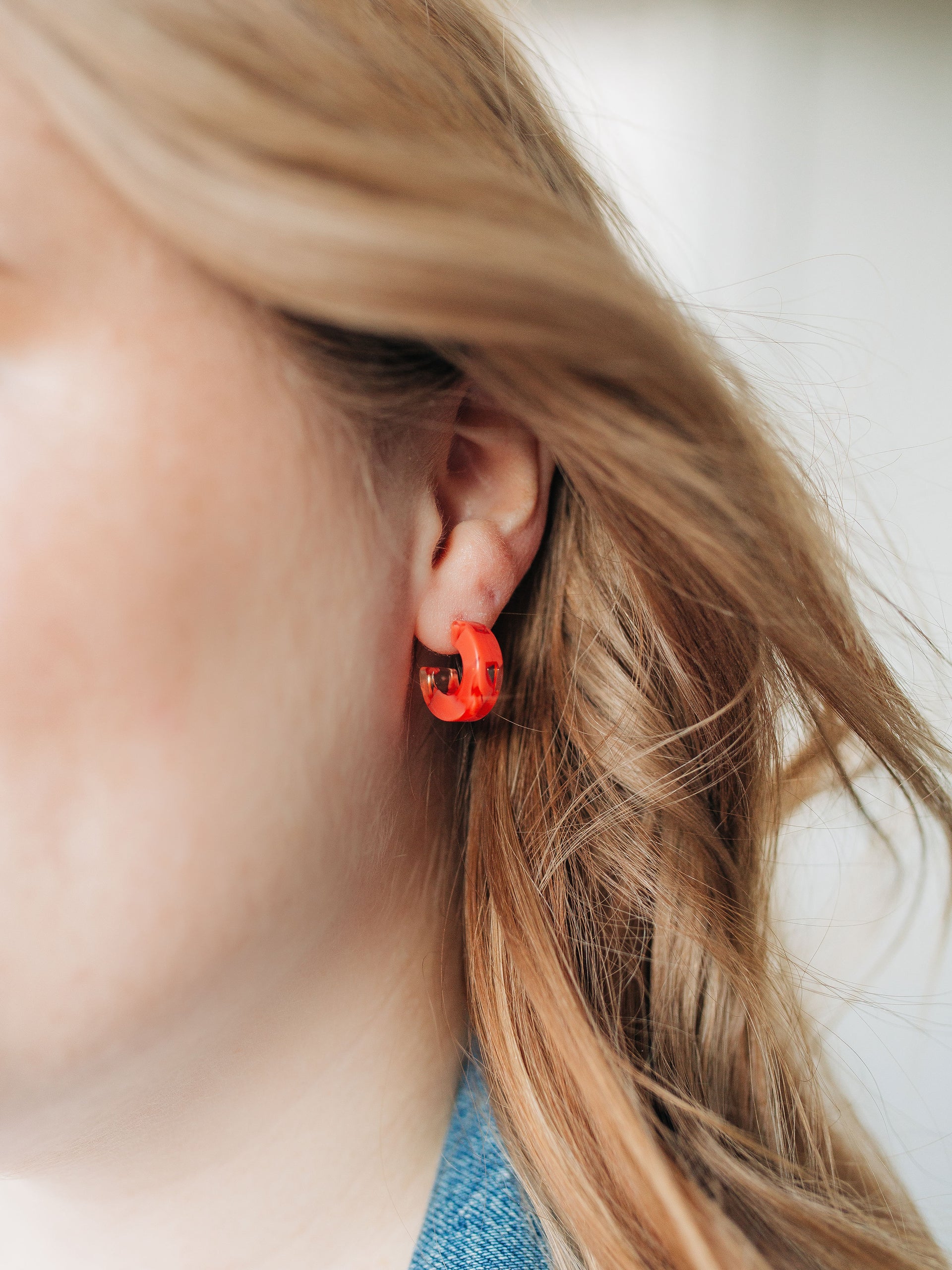 Red and Yellow Tortoise Hoop Earrings