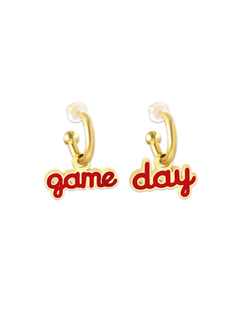 Kansas City Chiefs Red Game Day Script Earrings