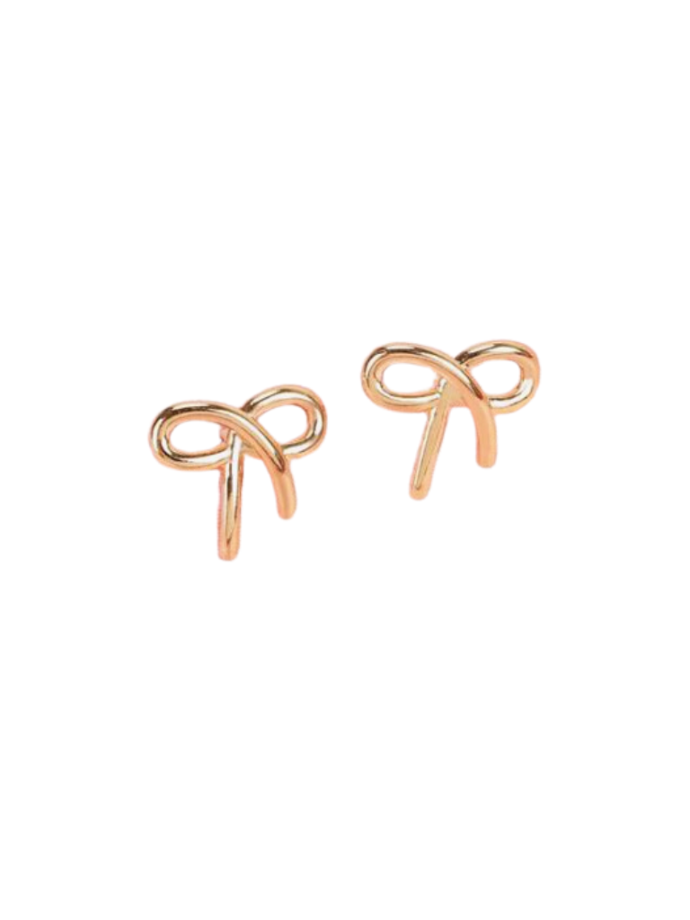 Gold Bow Stud Earrings