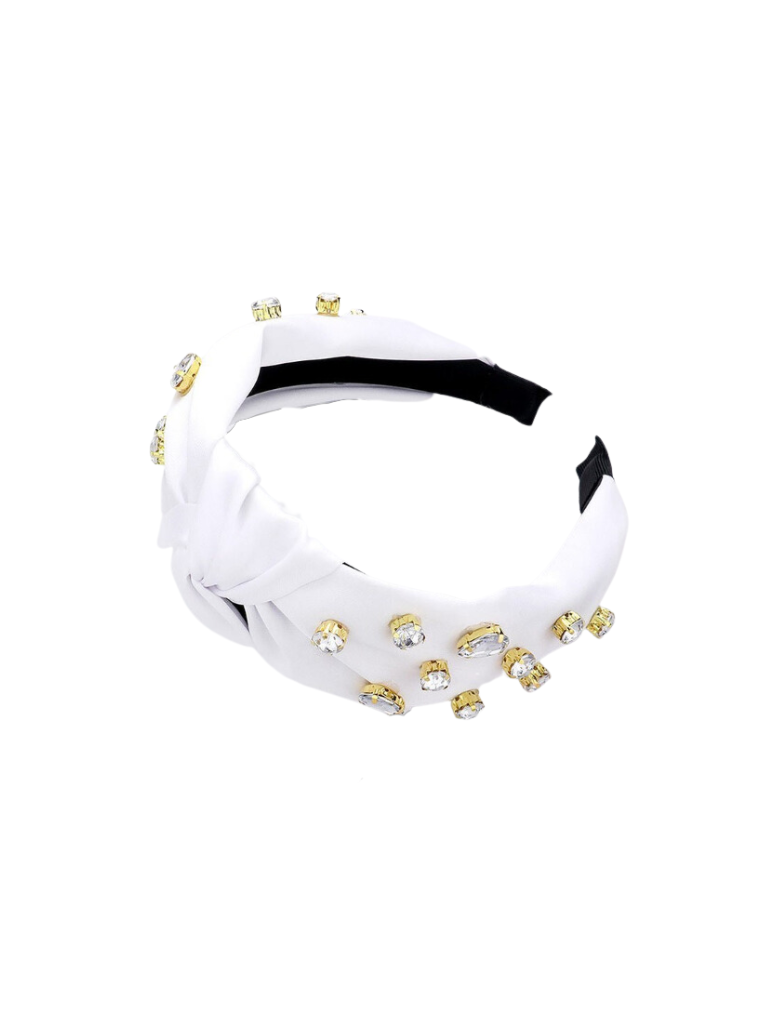 White Satin and Rhinestone Headband