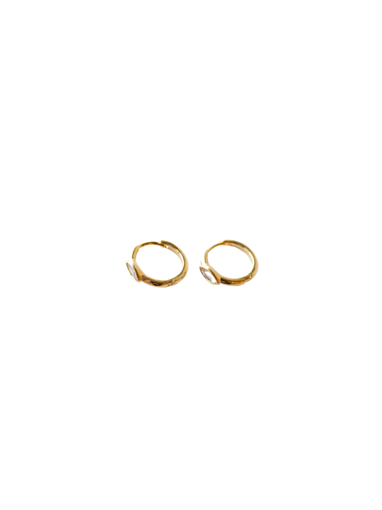 LA Gold Plated Marquise CZ Huggie Earrings