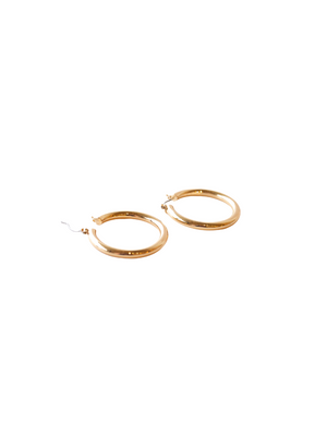 LA Medium Latch Thin Tube Hoop Earrings