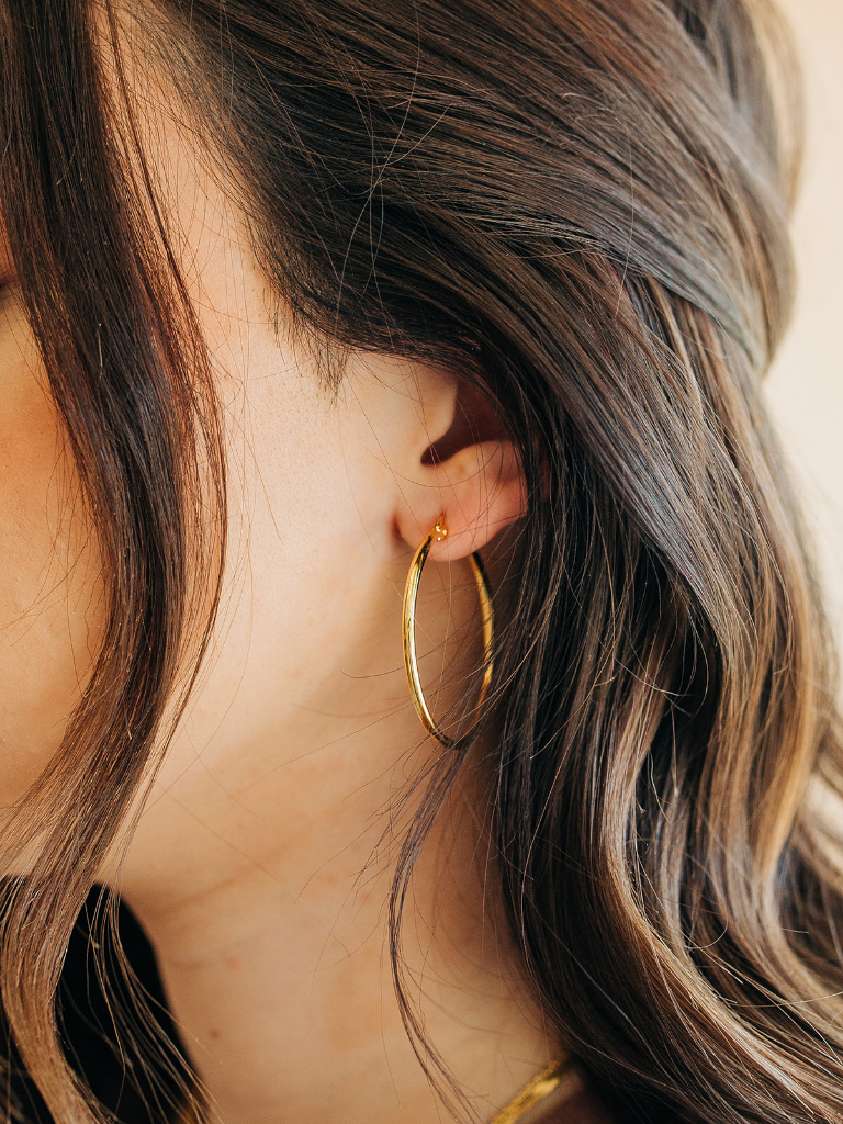 18K Gold Plated 40mm Rainbow Clasp Earrings