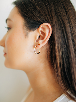 LA Medium Sparkle Cable Twist Hoop Earrings