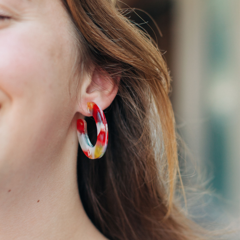 Large Thick Multicolor Hoop Earrings