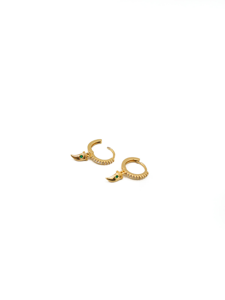 LA Gold Electroplated Pave Horn Huggie Earring