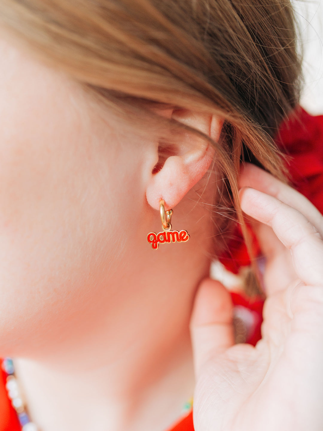 Kansas City Chiefs Red Game Day Script Earrings