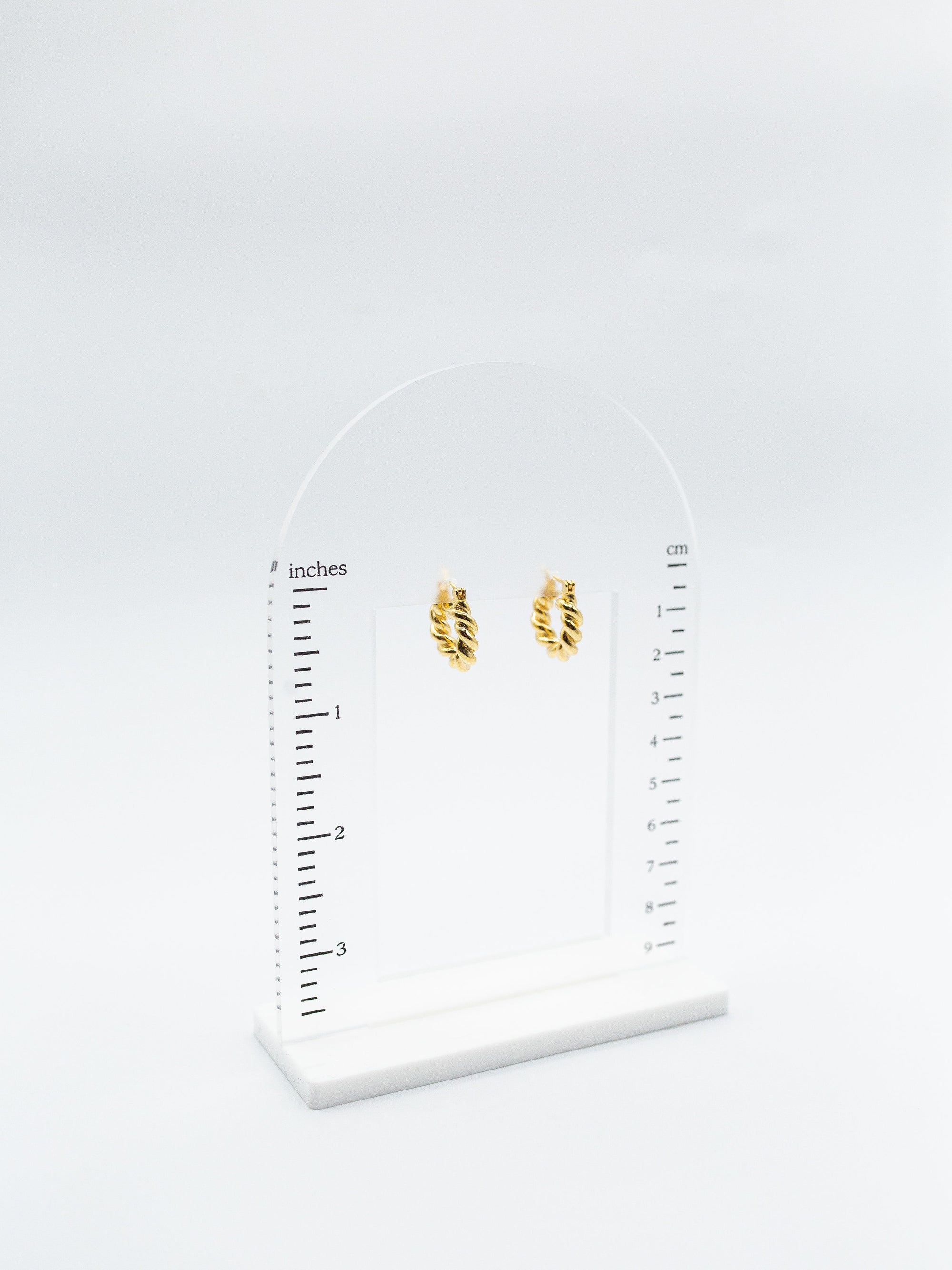 LA 18K EC Glossy Mirror Small Fat Twist Hinge Hoop Earrings