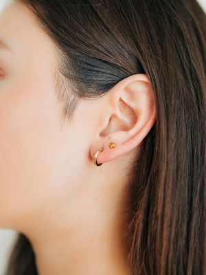 LA Gold Plated Mini Tube Gloss Hoop Earrings