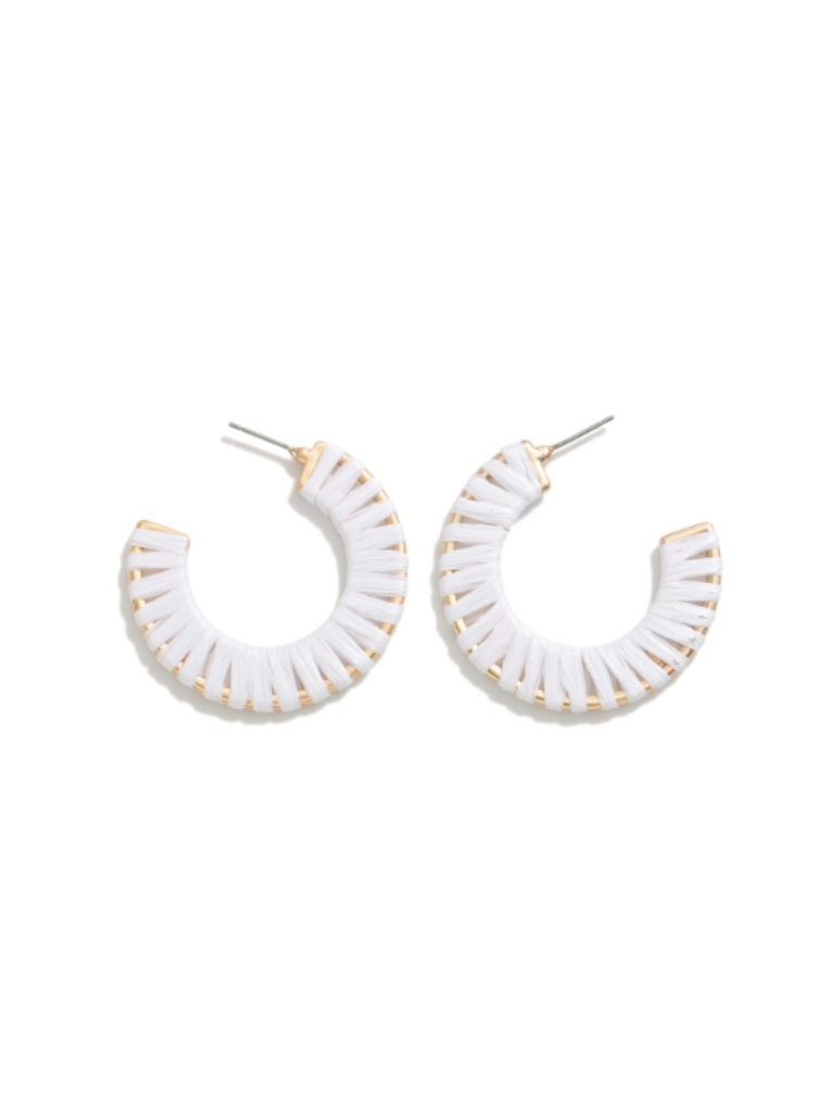 White Wrapped Hoop Earrings
