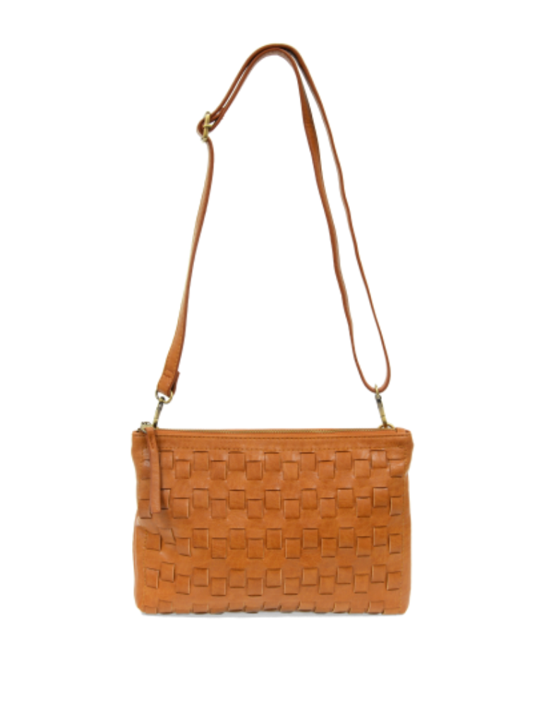 Cognac Quinn Woven Convertible Crossbody Clutch
