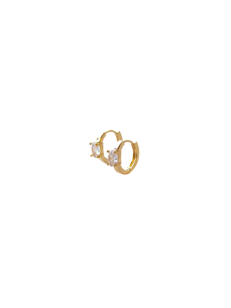 LA Gold Plated Oval CZ Huggie Earrings