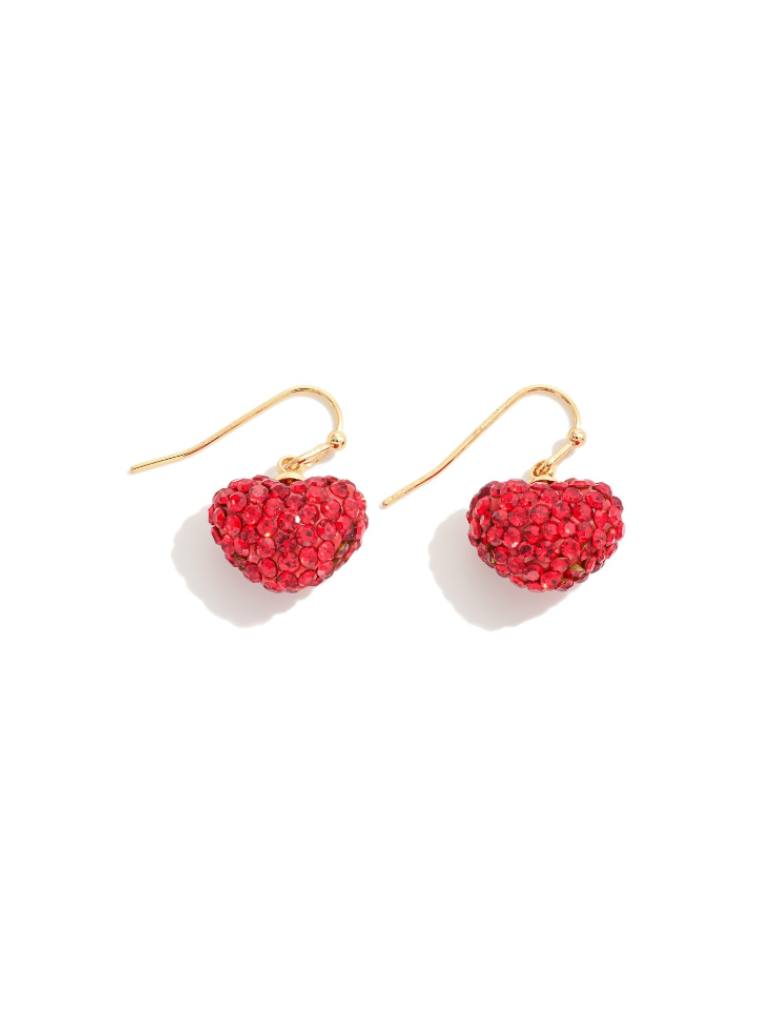 Red Pave Puffy Heart Earrings