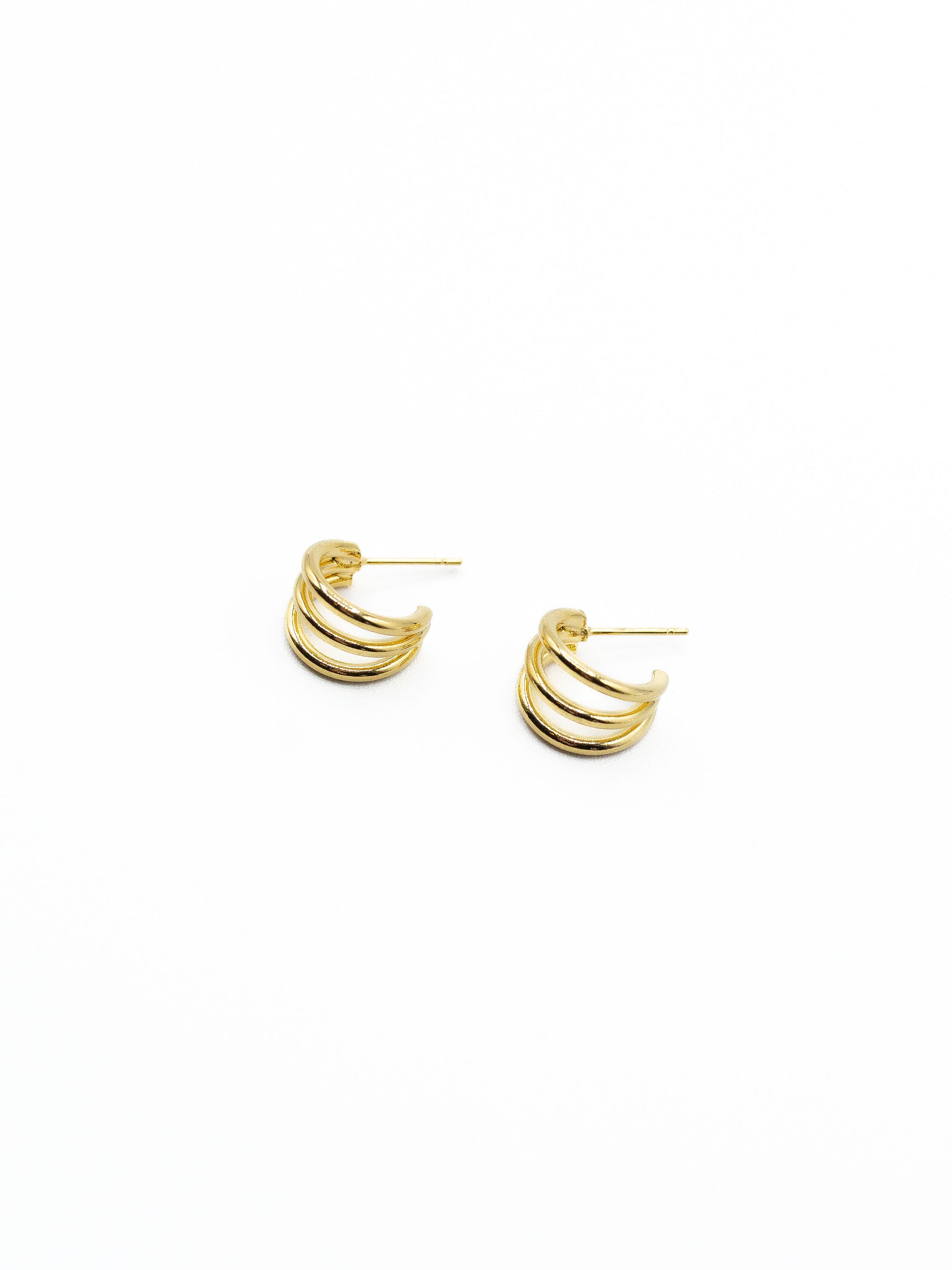 LA Gold Plated Mini 3 Line Hoop Earring