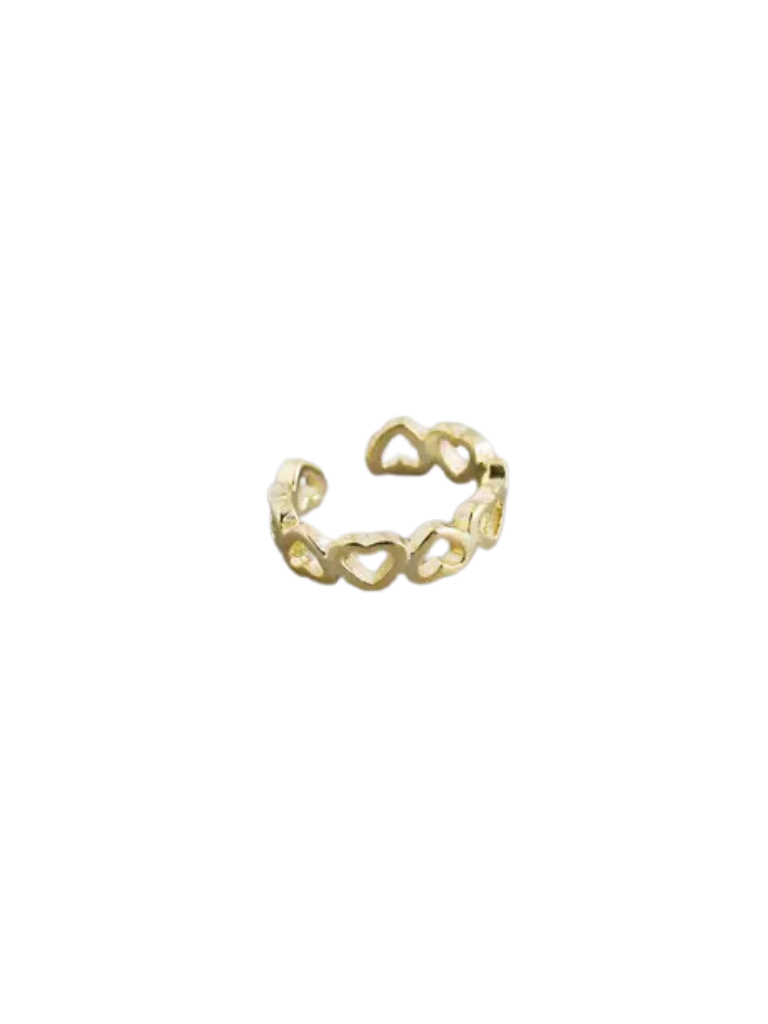 Gold Plated S925 Silver Hollow Heart Ear Cuff