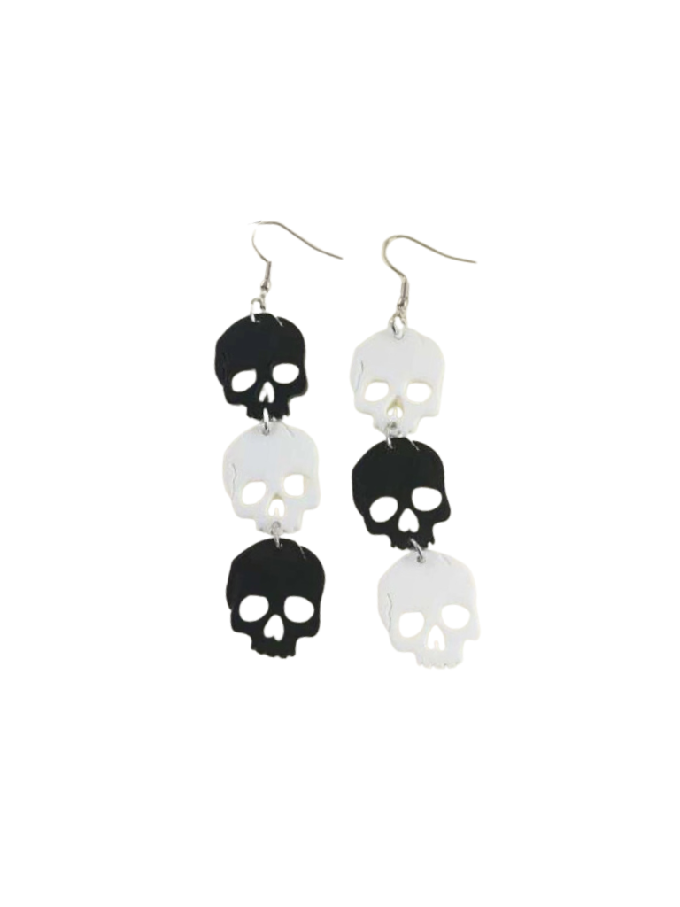 Black and White Skull Earrings
