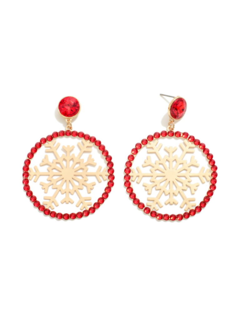 Red & Gold Snowflake Earrings