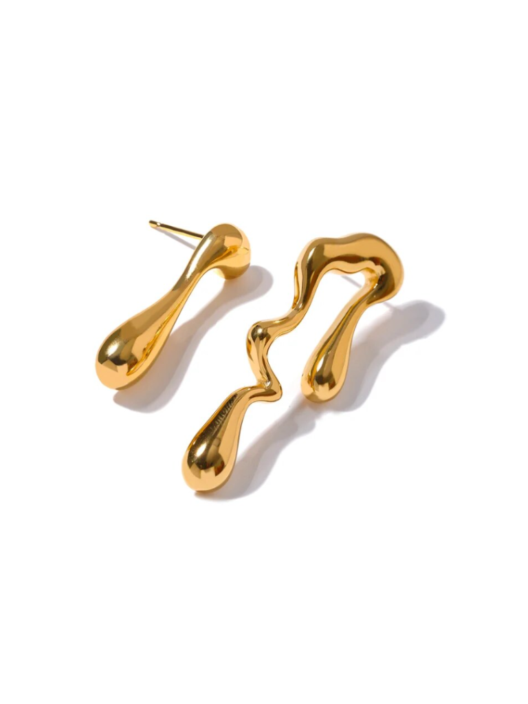 Gold Asymmetrical Drip Earrings